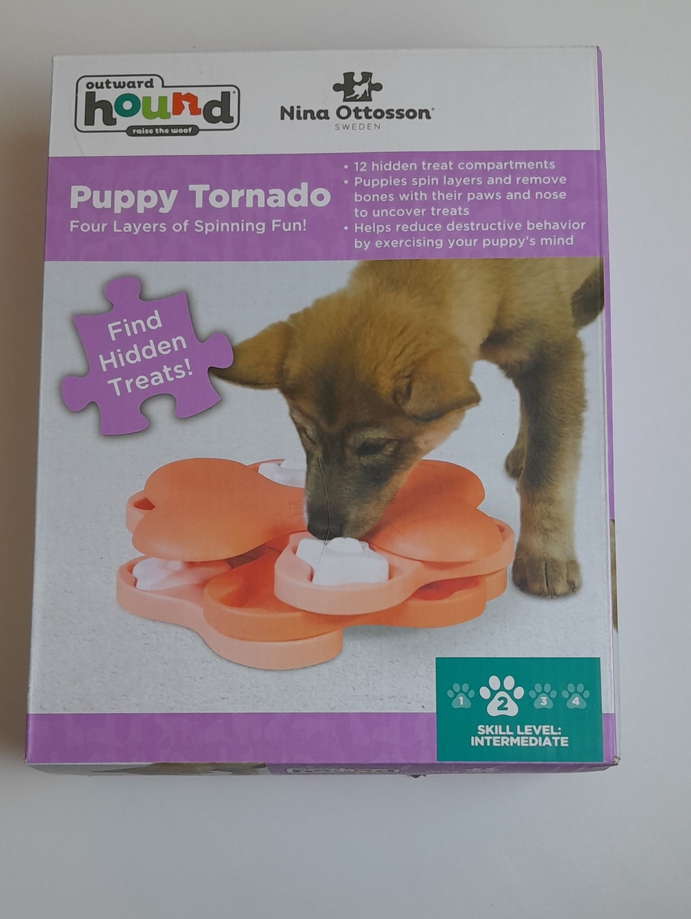 Outward Hound Puppy Tornado Orange and White Interactive Treat Puzzle